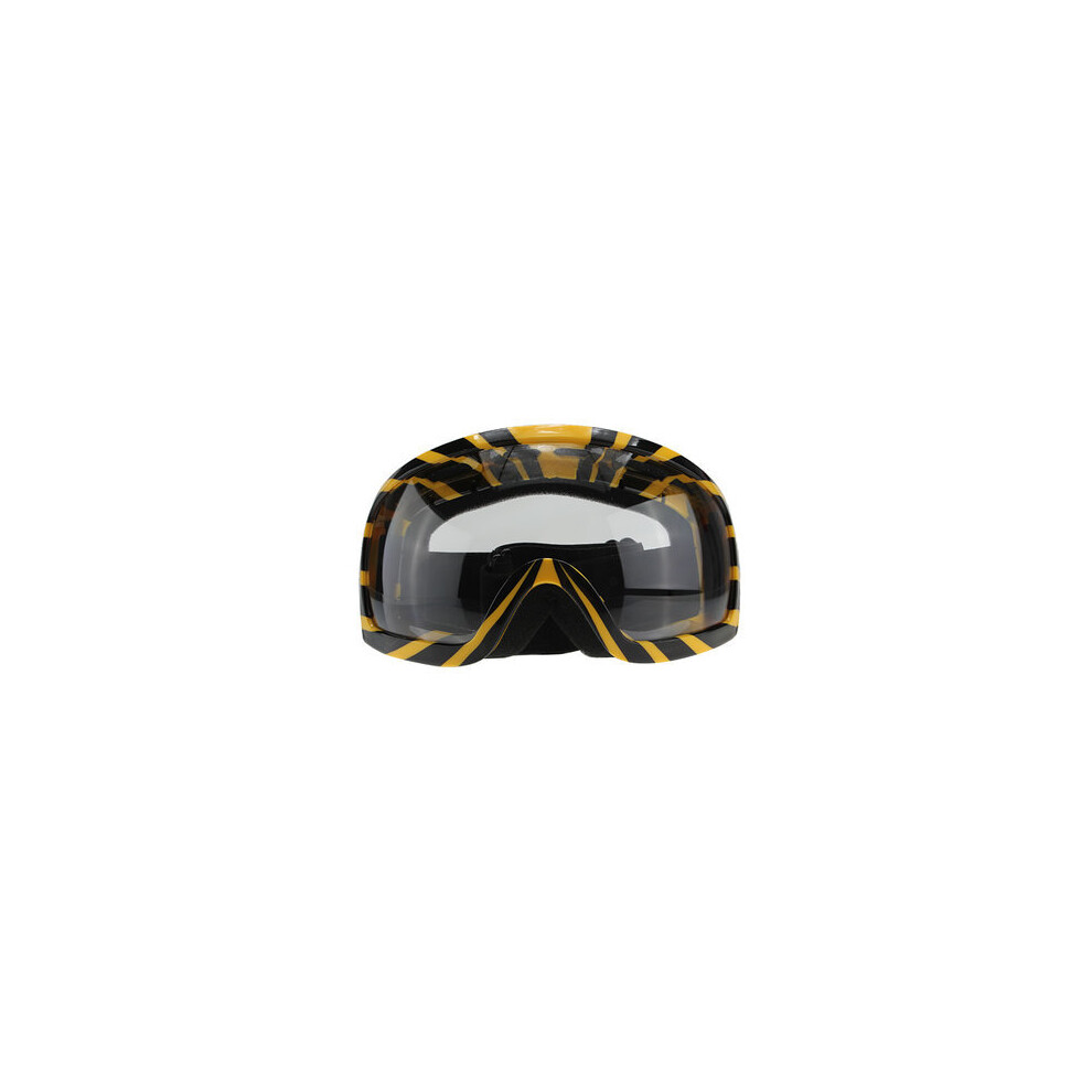 Motorcycle Goggles Glasses Stripe Transparent Lens Yellow 5202984942986