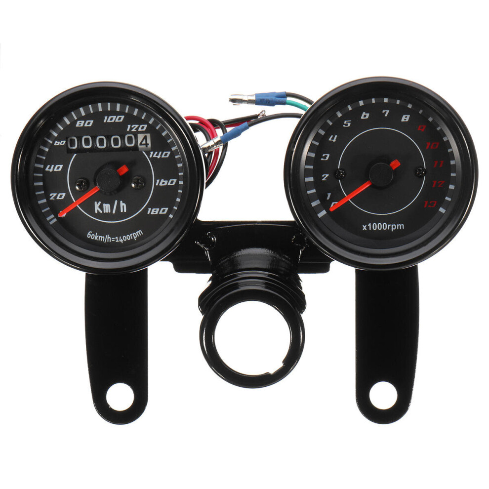 Universal Led Motorcycle Tachometer+Odometer Speedometer Gauge W/ Bracket Black 5202984935735