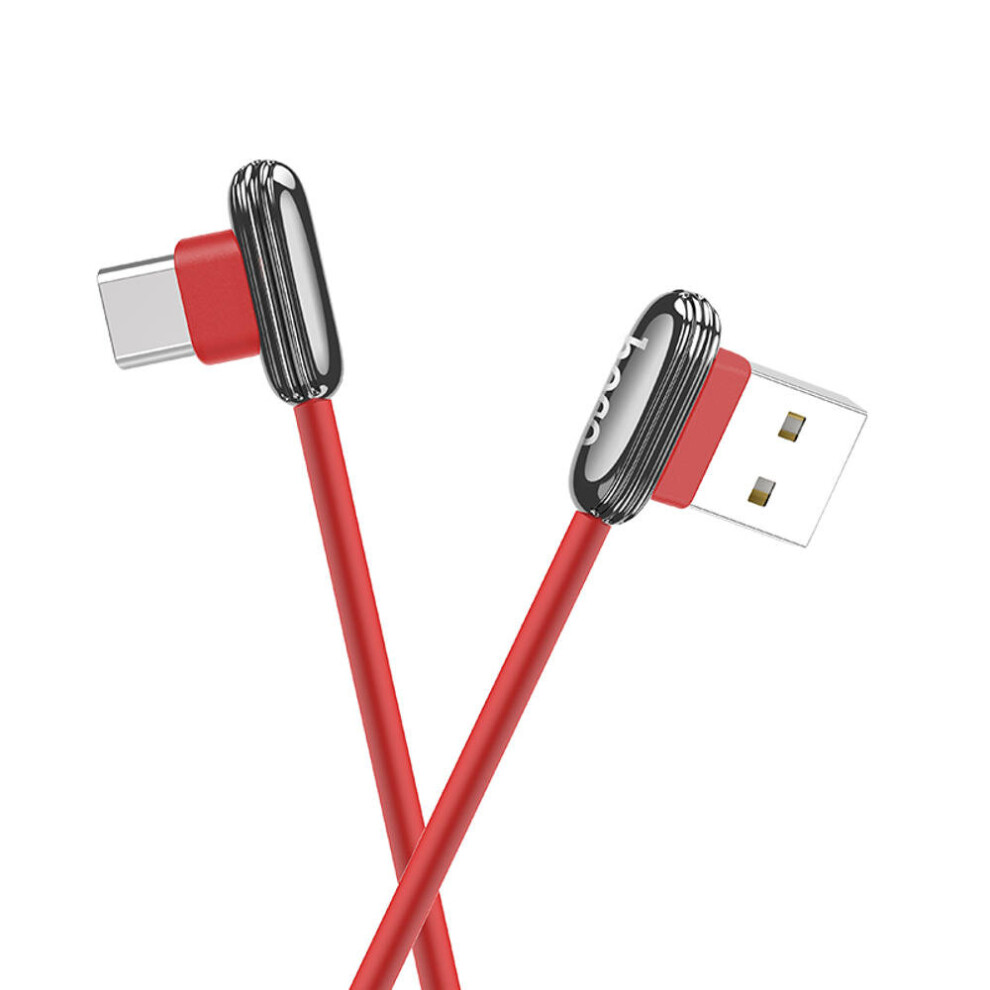 U60 90 Degree Type C Fast Charging Data Cable For Tablet Smartphone 1.2M Red 7082497863590