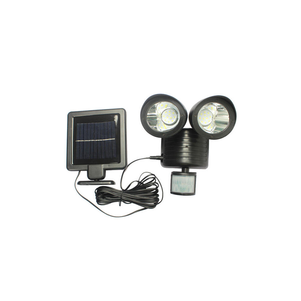 22 LED Solar Powered Double Head Motion Sensor White Light Wall Lamp Outdoor Security Flood Light