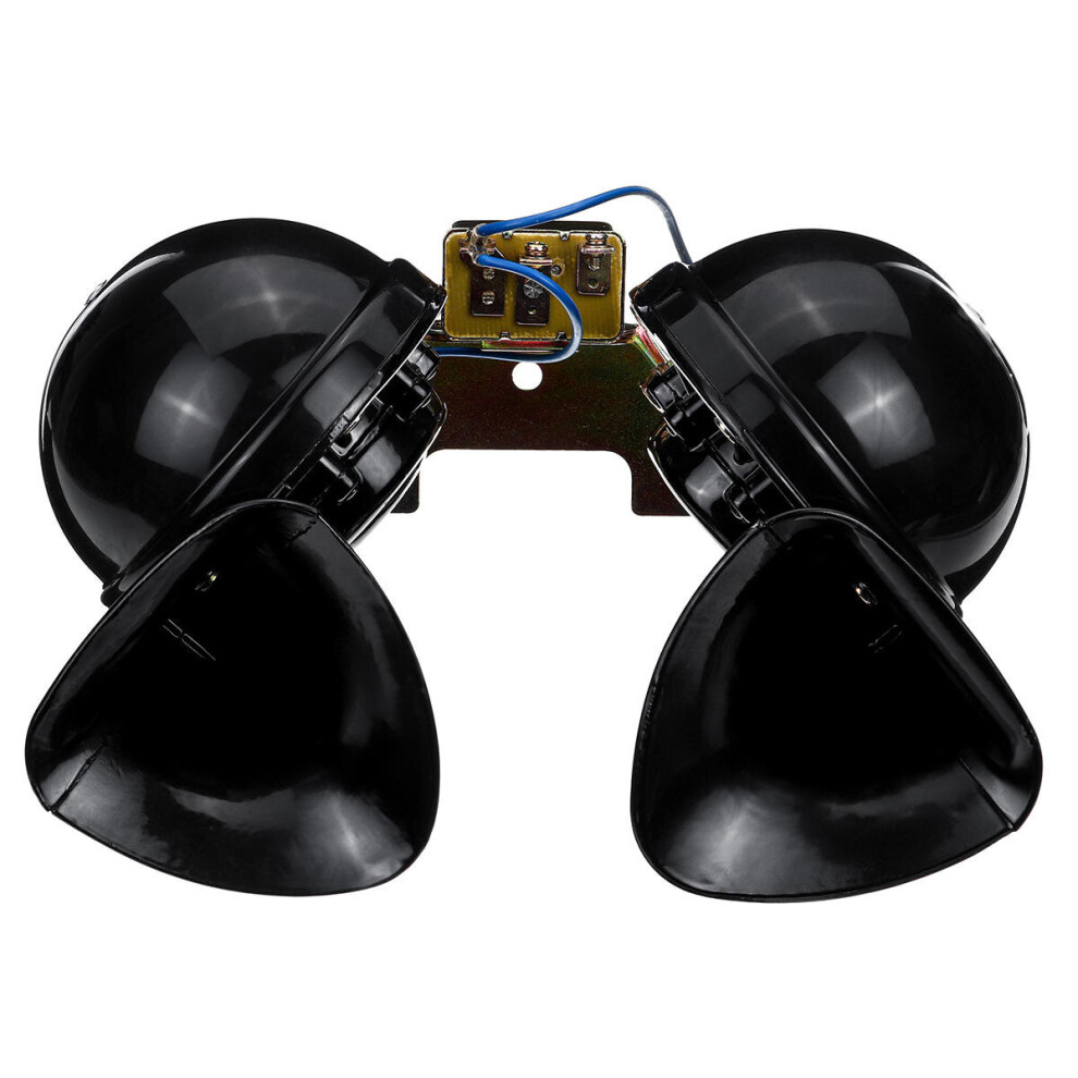 24V 200Db Dual Tone Electric Bull Waterproof Horn Metal Loud Raging Sound Car Truck Boat Black 4191026510058