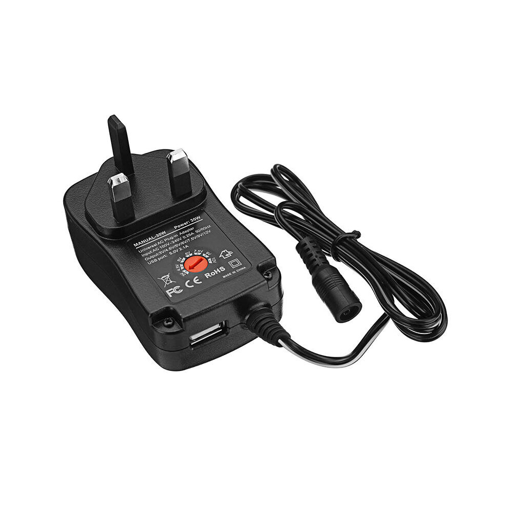 Multifunction Adjustable Voltage British Plug Ac Dc Universal Adapter Converter For Laptop Led Display Charger 840079099396