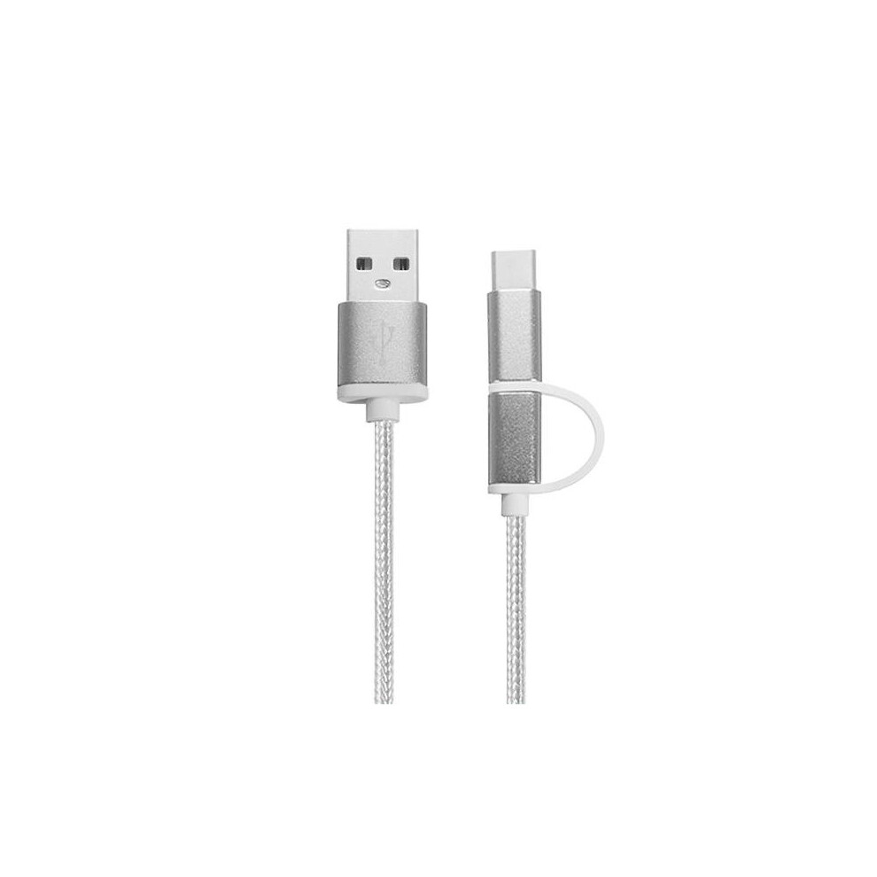 Original 1M Aluminum Nylon Metal Plug Usb Type-C Cable Sync Charge Cable Silver 4151093622047