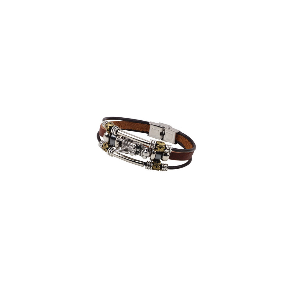 3Pcs Vintage Leather Trendy Dragon Charming Bracelet Zinc Alloy Chain Bangle for Men