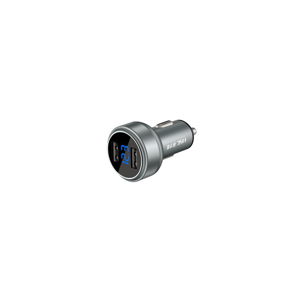 Hsc 109D 3.1A Car Charger Dual Usb Voltage Detection Display - Color Silver/Gray 840079313164