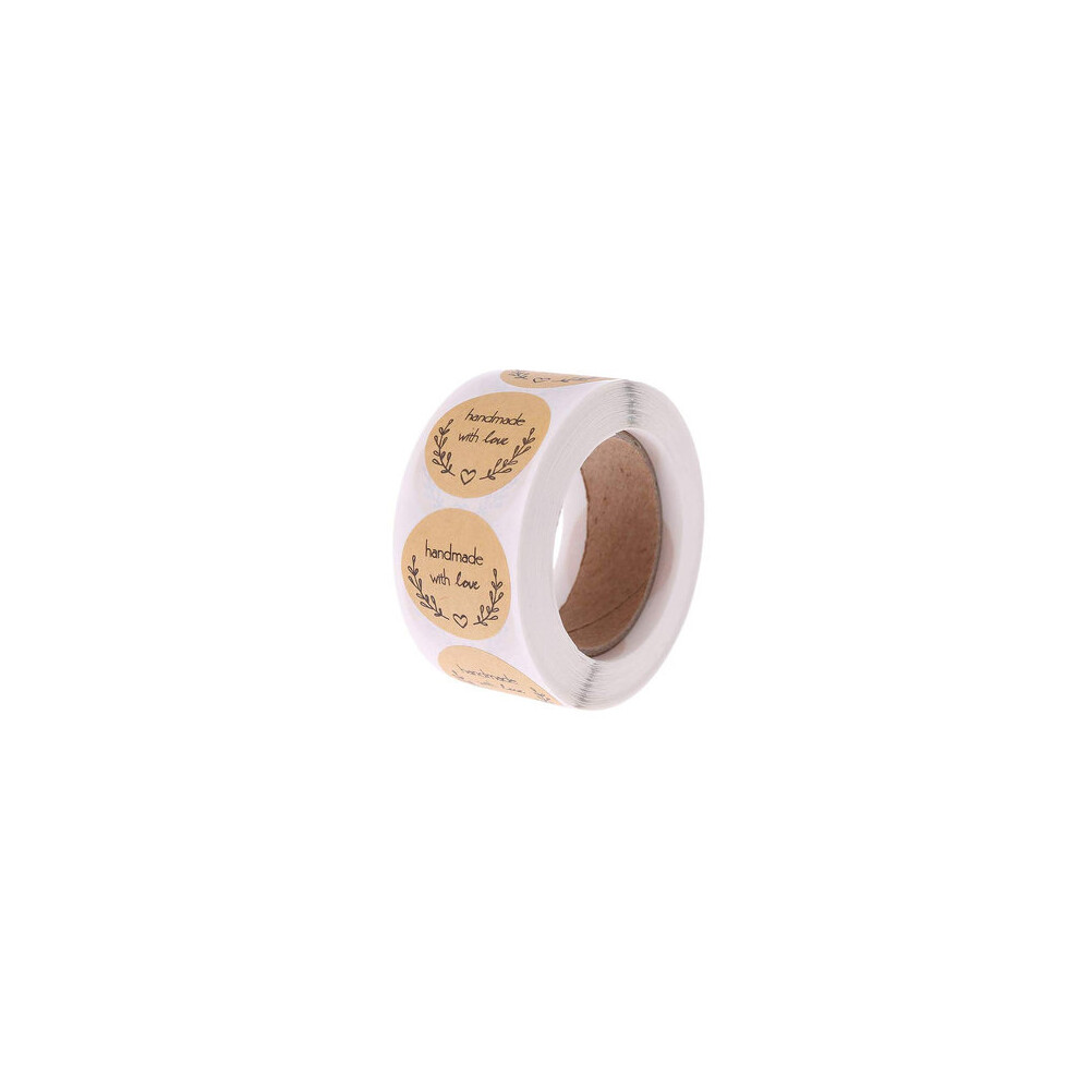 10ROLL  500PCS/roll   Kraft Paper Handmade With Love Sticker DIY Gifts Wrap Cookies Packaging Stickers