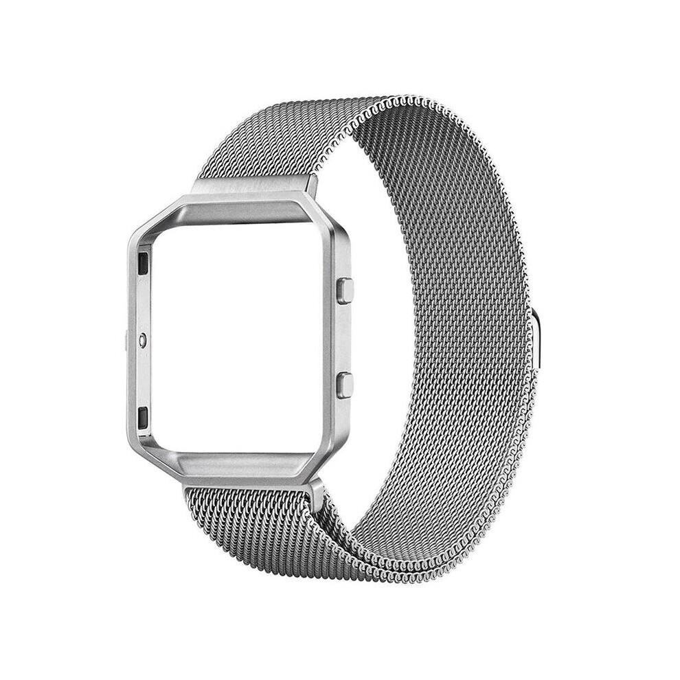 Watch Band Plus Watch Frame Magnetic Milanese Stainless Steel Strap For Fitbit Blaze Tracker Silver 6901722522471