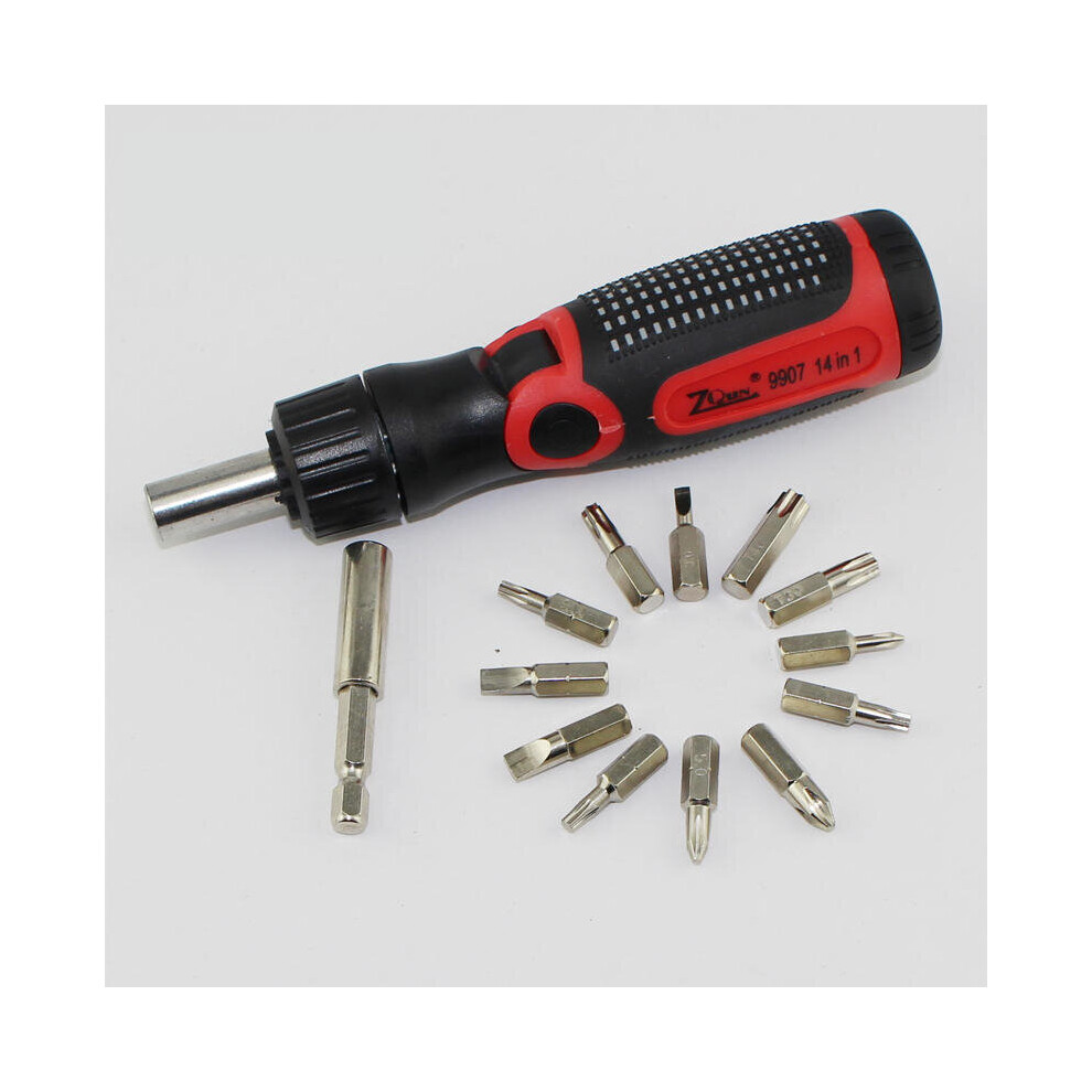 14 In 1 Screwdriver Tools Multi-Function Rotating Head Ratchet Set 7082497837645