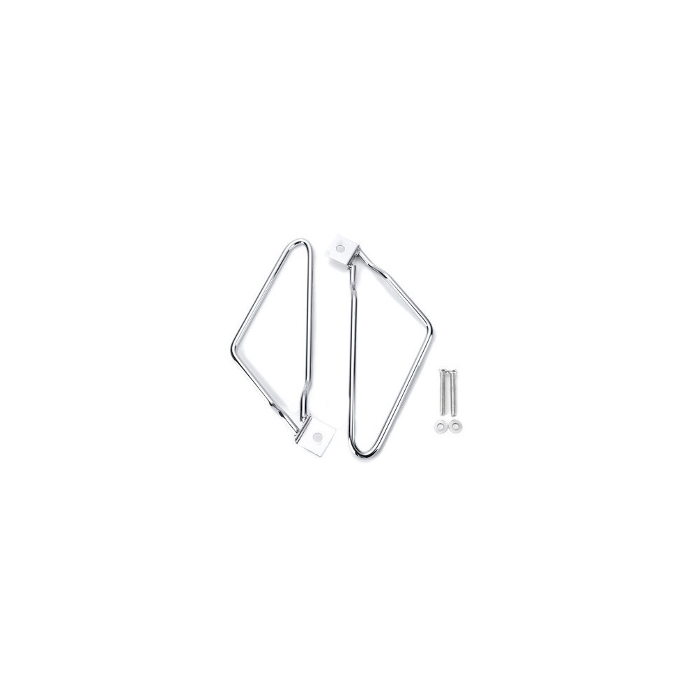 Pair Left Right Motorcycle Saddlebags Bracket Rack Pannier Support Bars Mount Color Silver 4191026502695