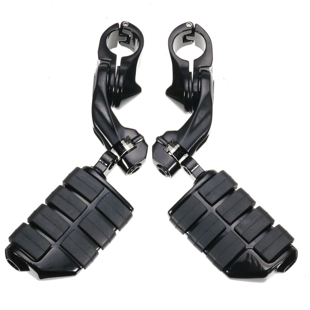32Mm Foot Adjustable Pegs Pedal Long Angled For Harley-Davidson Black 4191026507454