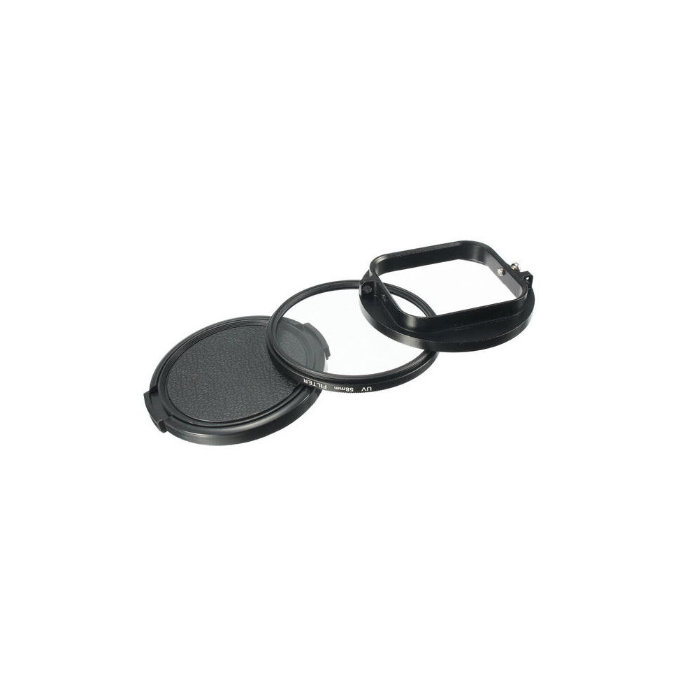 3 In 1 58Mm Uv Filter Set With Adapter Lens Protector For Gopro Hero 3 Camera Black 4151093604203