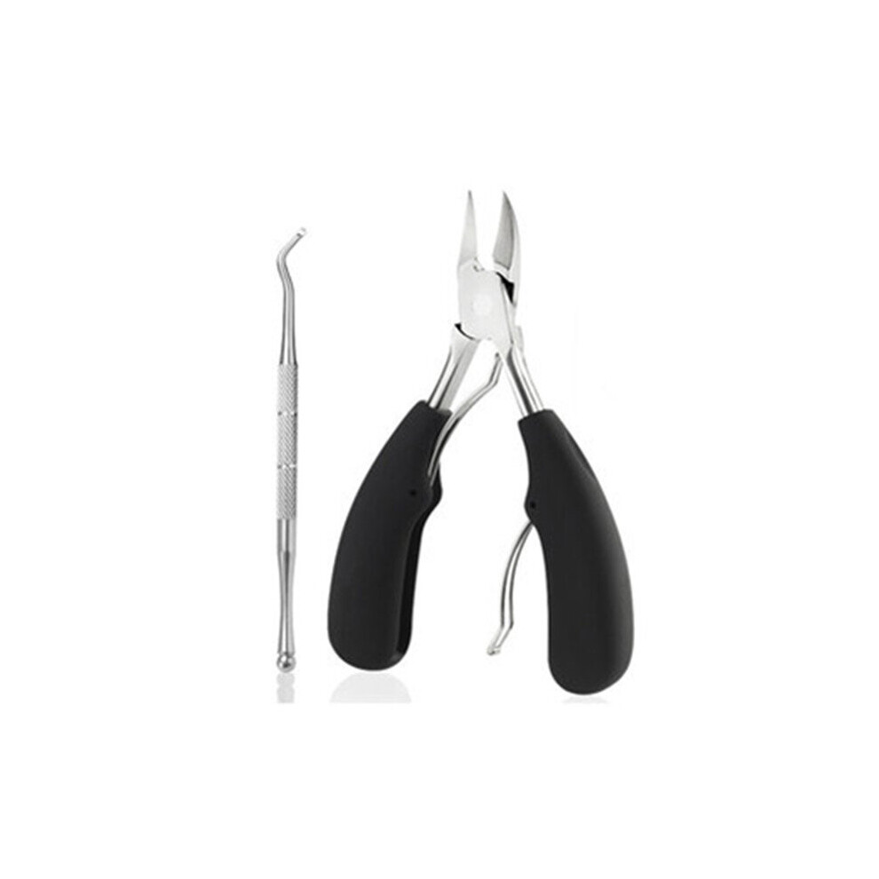 2 In 1 Ingrown Toenail Nipper Nails Clipper Nail Lifter Kit Paronychia Care Manicure Pedicure Tools BLACK COLOR