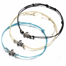 5 set Bohemian Turtle Anklet Adjustable Wax Rope Black Blue White Ankle Bracelet Ankle Ring Foot Jewelry