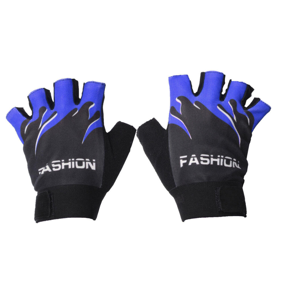 2Pairs Motorcycle Cycling Half Finger Gloves Sport Mountain Bike Antiskid Color Blue 840079309624