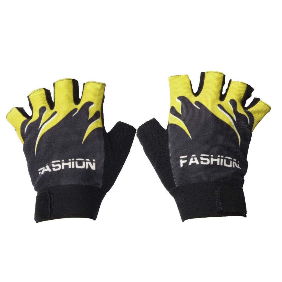 2Pairs Motorcycle Cycling Half Finger Gloves Sport Mountain Bike Antiskid Color Yellow 840079309631