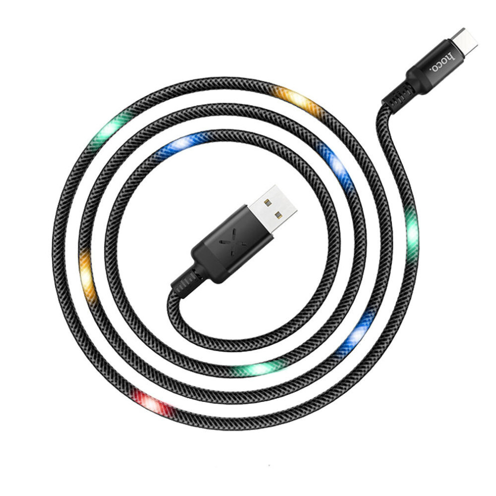 U63 Type C Charging Data Cable Sync With Backlight For Tablet Smartphone 1.2M Black 4151093620548