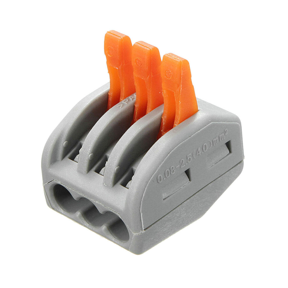 3 Pins Spring Terminal Block Electric Cable Wire Connectors 840079349606
