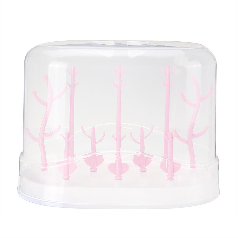 Portable Infant Baby Bottles Drying Rack Bottle Holder Tree Shape Kitchen Storage Rack PINK COLOR
