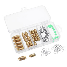 Fishing Sinkers Set Brass Sinker Weights Jig Hook Fishing Hook Swivel Ring Connector with Box