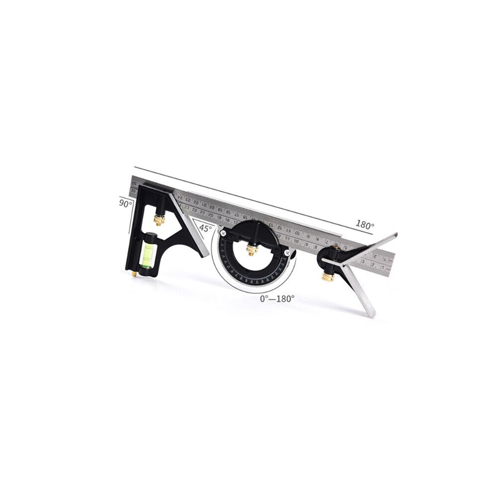 Combination Square Protractor Level Measure Measuring Angle Ruler Set 8651921568487