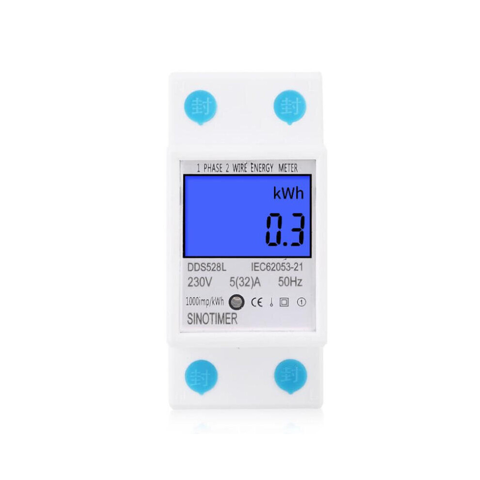 Dds528l Lcd Digital Display Energy Meter 230V Ac 50Hz Single Phase Backlit Display Wattmeter Power Consumption Energy Kwh Electricity Meter 6901722525052