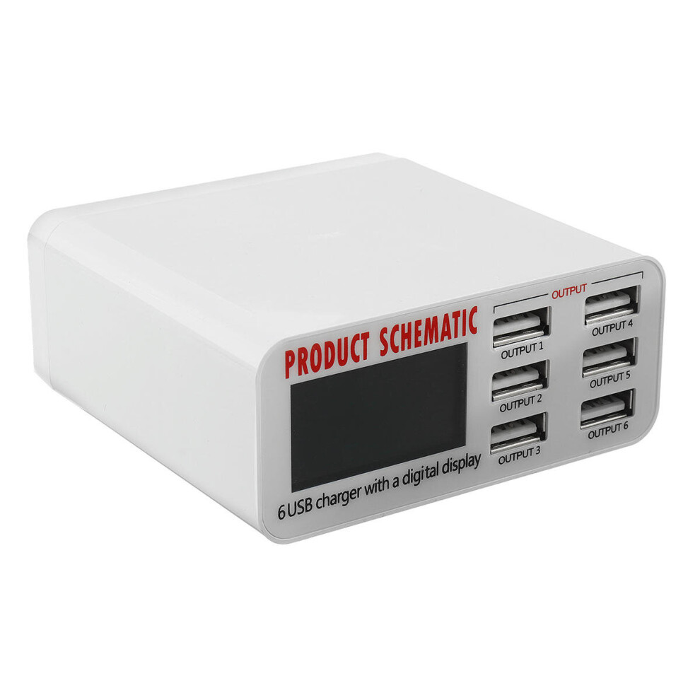 40W 6 Ports Usb Intelligent Charger Lcd Screen Desktop Intelligent Charging Station Charge 8651920568303