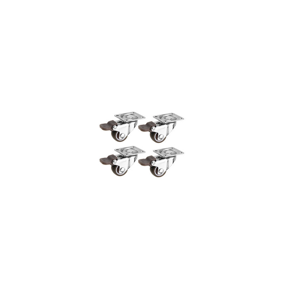 4Pcs 1 Inch Tpe Mute Lightweight Universal Wheels With Brake Caster For Furniture 840079078643