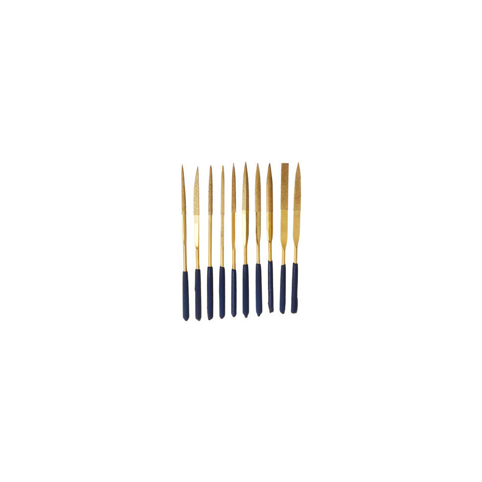 10Pcs 160X4mm Titanium Coated Diamond Mini Needle File Set For Metal Jeweler Wood Carving Craft Woodworking Tool 869692699844