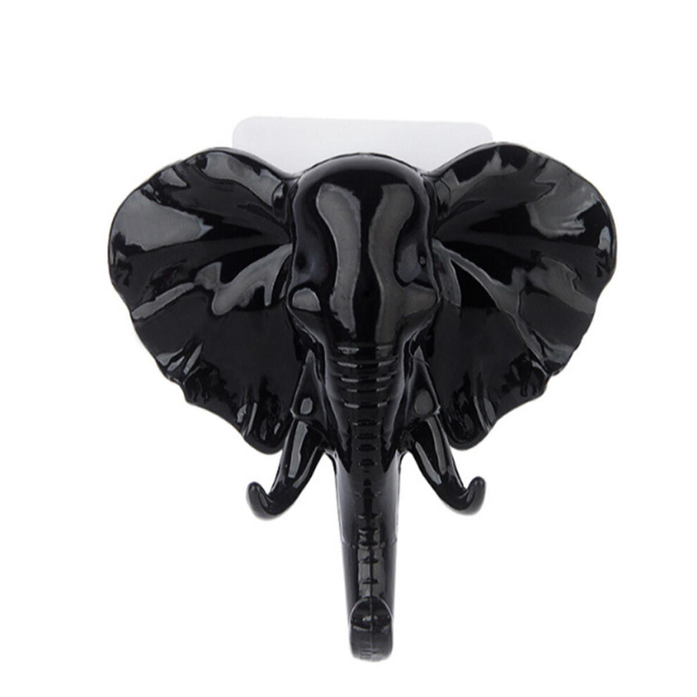 3PCS  Elephant Head Self Adhesive Home Wall Door Hooks Hanger Bag Keys Strong Sticky Holder BLACK COLOR-image-OPC-P79D2N5-NEW