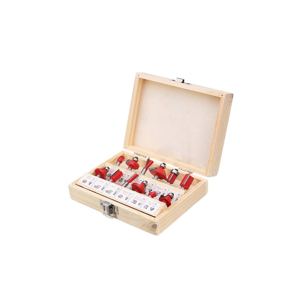 12Pcs 1/4 Inch Shank Router Bit Tungsten Carbide Rotary Tool Set Woodworking Tool Kit