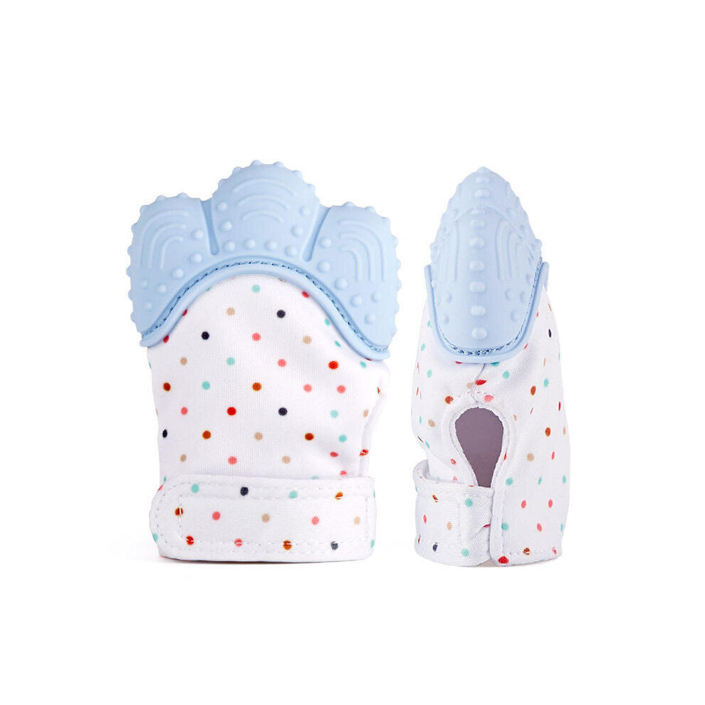 Silicone Baby Teether Pacifier Glove Natural Thumb Sound Teething Chewable Nursing Beads Child Give Up Sucking Fingers Color Blue