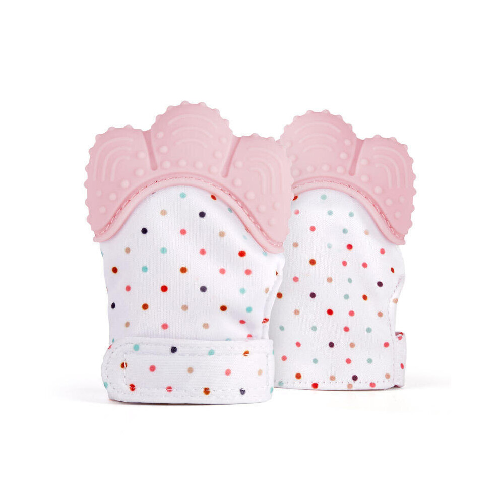 Silicone Baby Teether Pacifier Glove Natural Thumb Sound Teething Chewable Nursing Beads Child Give Up Sucking Fingers Color Pink