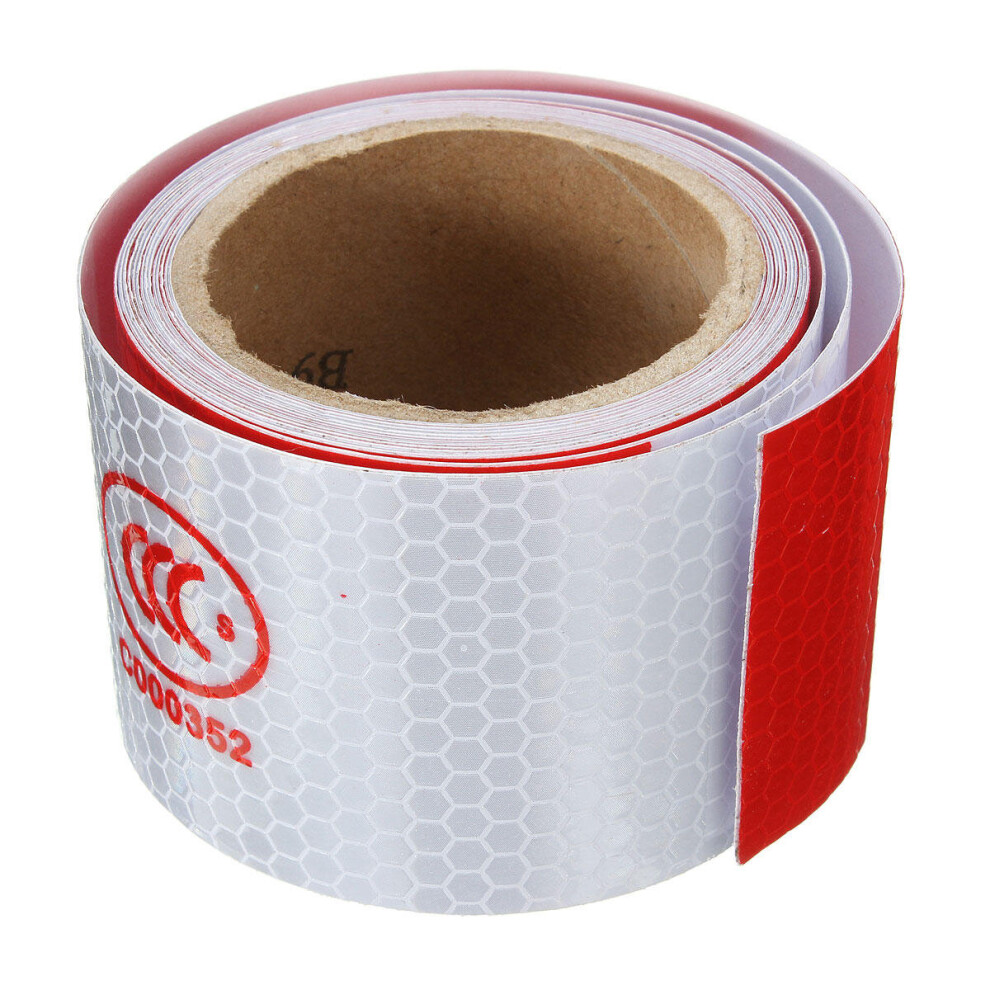 25M Red White Reflective Tape Night Safety Warning Conspicuity Tape Film Sticker 840079347848