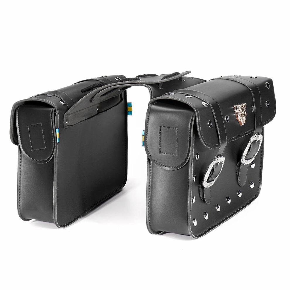 Pair Pu Leather Motorcycle Side Tool Bag Luggage Saddlebags Universal 10- Color Black 4191026505030