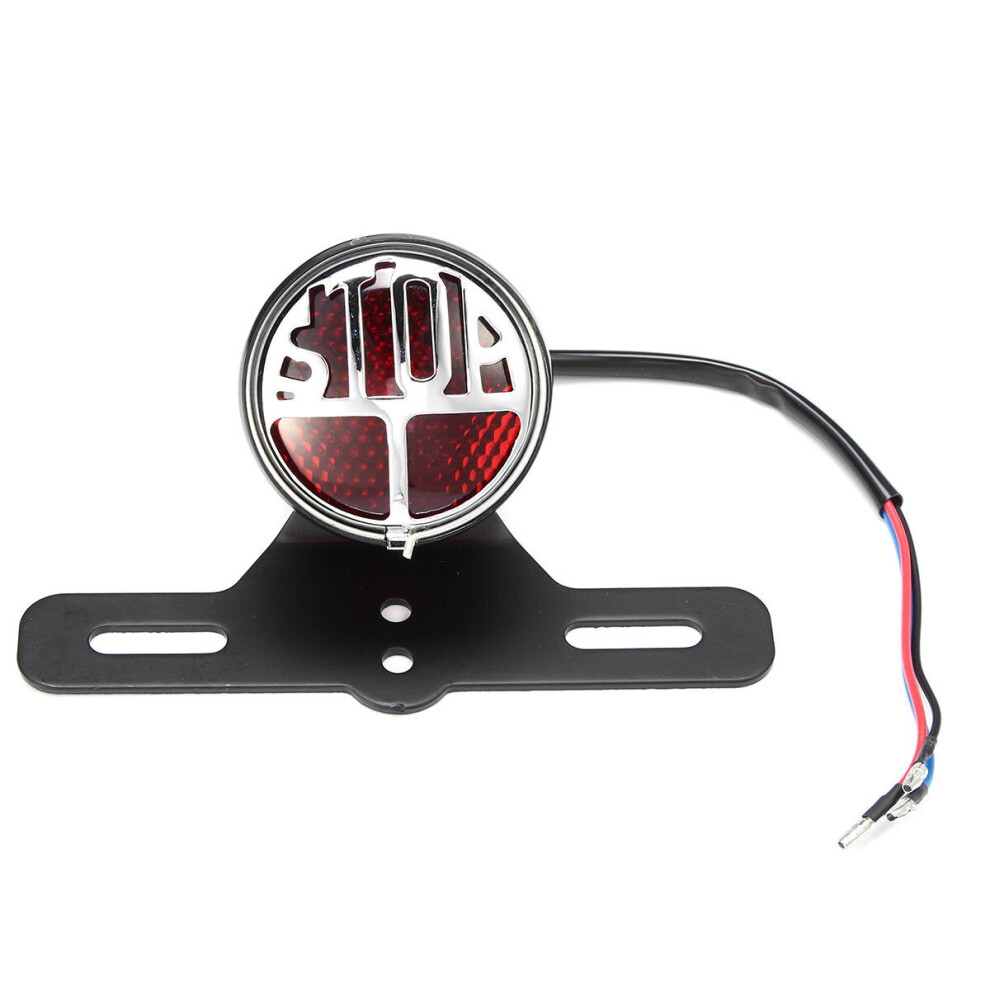 12V Motorcycle Rear Tail Brake Stop Lamp For Cafe Racer Chopper Bobber Red/Light 4191026598285