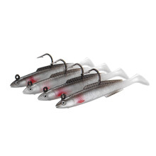 4Pcs 10gSuper Solid / Holo Sandeels - Cod Bass Wrasse Ling Sea Fishing Lure Baits BLACKBACK