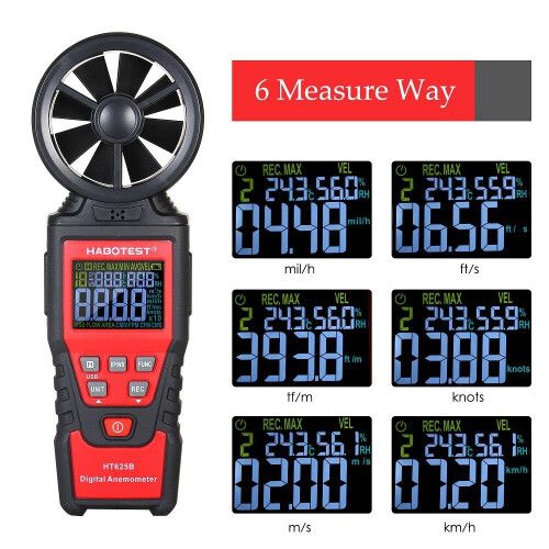 HT625B Digital Anemometer Handheld Wind Speed Meter Gauge for Measuring Wind Speed and Data Hold Function 2