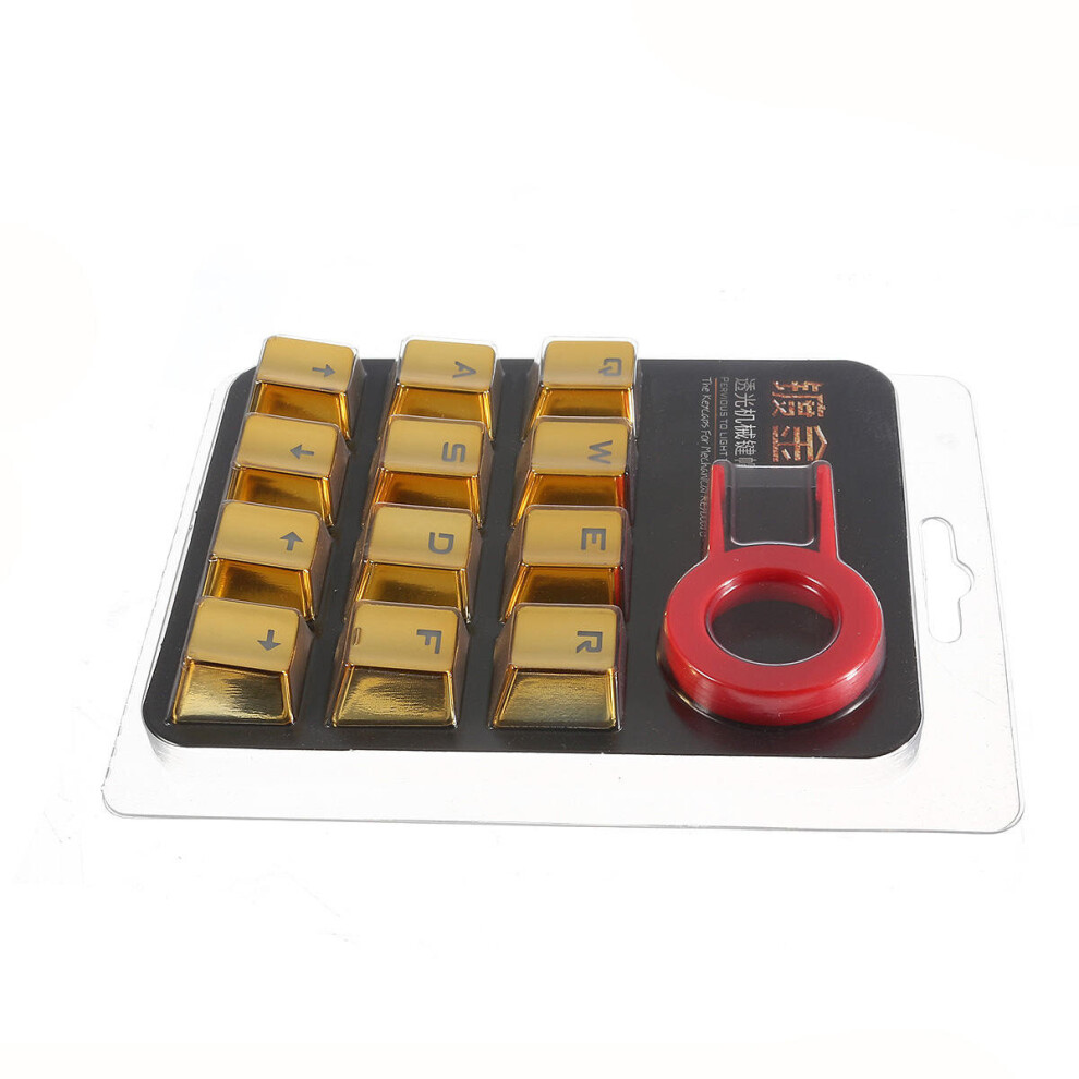 12Keys Pbt Backlit Keycap + Puller For Cherry Mx Switch Keyboard Gold Red,Gold 4151093618651