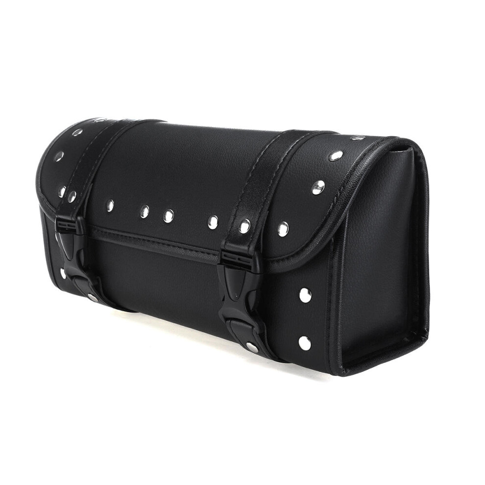 Motorcycle Front Fork Tool Bag Pouch Luggage Saddlebag Leather Universal For Touring Black 4191026505085