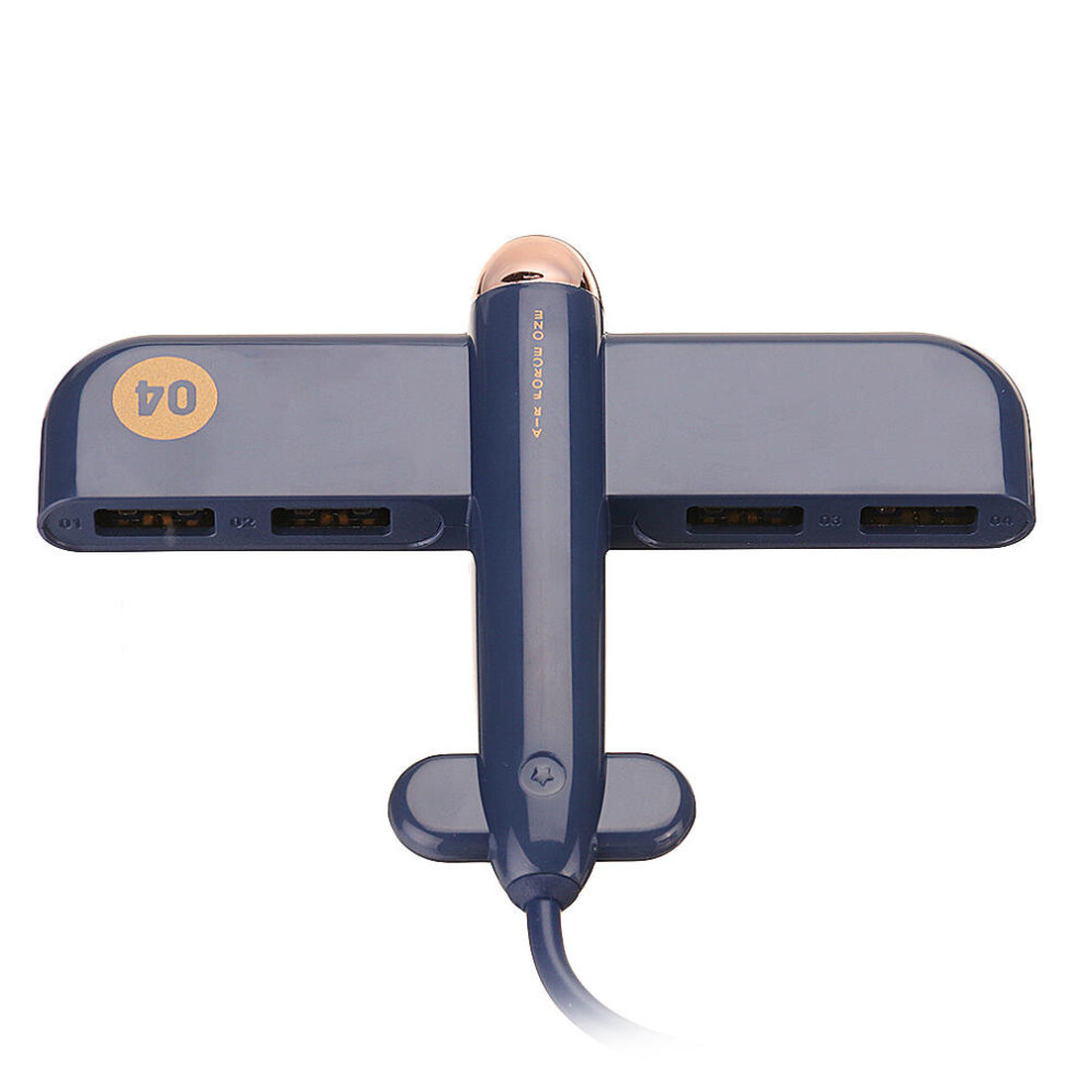 Universal 4 Ports Airplane Shape Usb 2.0 To Usb 2.0 Adapter Usb Splitter Hub For Mobile Phone Tablet Color Blue 7082497833104