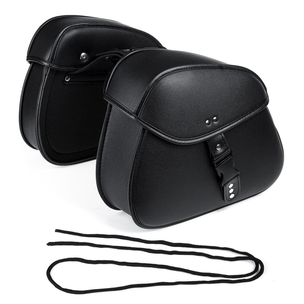 Pair Universal Motorcycle Pu Leather Saddlebags Side Storage Tool Pouch Bags Box 4191026510393