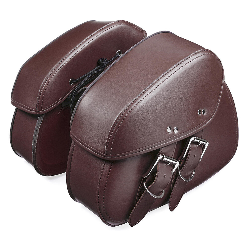 Pair Pu Leather Motorcycle Tool Luggage Bag Saddlebags For Harley Color Black/Brown 4191026505009