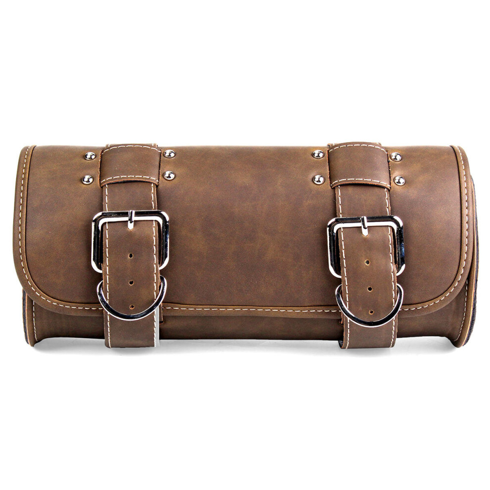 Motorcycle Tool Bag Luggage Saddlebag Roll Barrel Storage For Harley Sportster Brown 840079084965