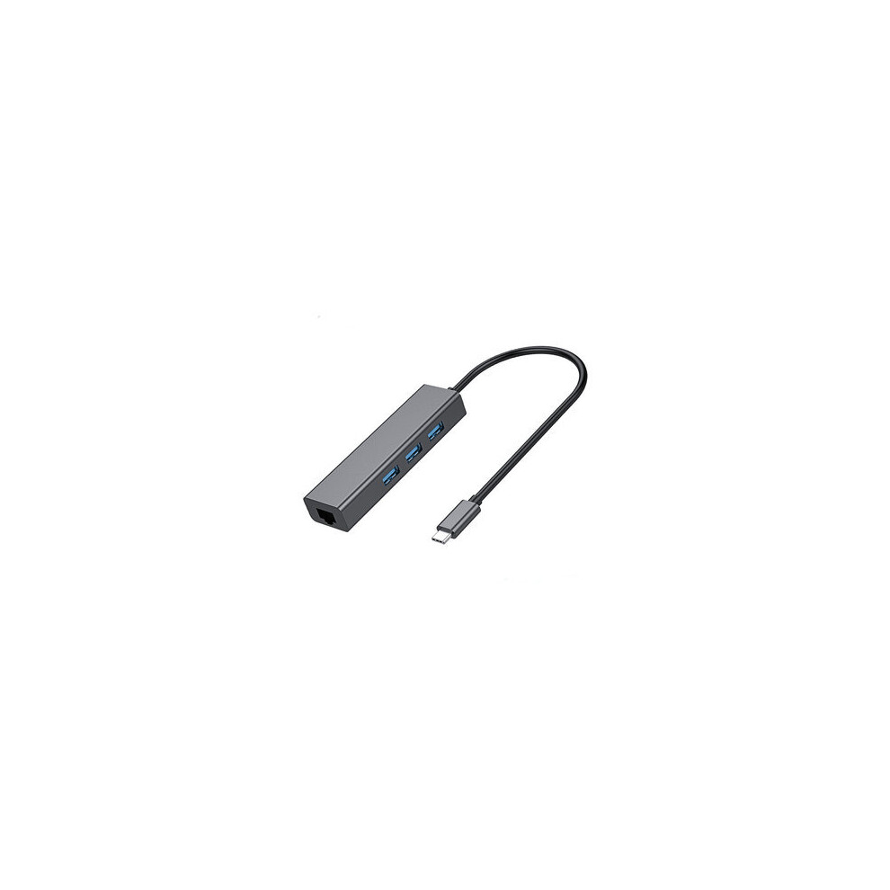 4 In 1 Usb C Data Hub With 3 Port Usb 3.0 Rj45 Gigabit Lan For Smartphone Tablet Laptop Gray 7082497869455