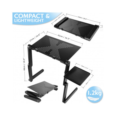 Laptop Stand Riser Holder Table Laptray Desk Height Adjustable Ergonomic Bed Sofa Couch Portable Folding Foldable 2