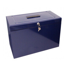 Cathedral Foolscap Metal File & Document Storage Box, Blue HOBL