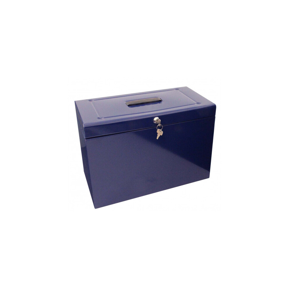 Cathedral Foolscap Metal File & Document Storage Box, Blue HOBL