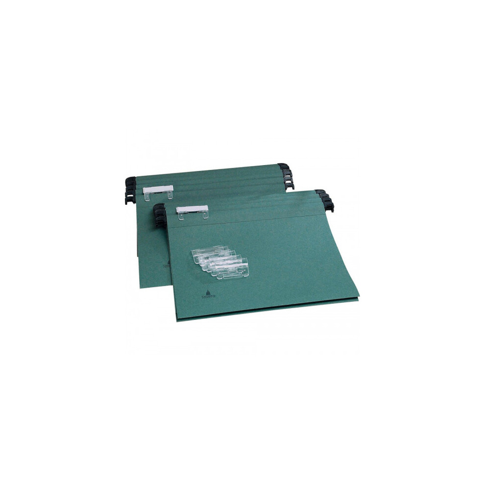 Cathedral Foolscap Suspension Files With Index Tabs, Pack Of 10 Green