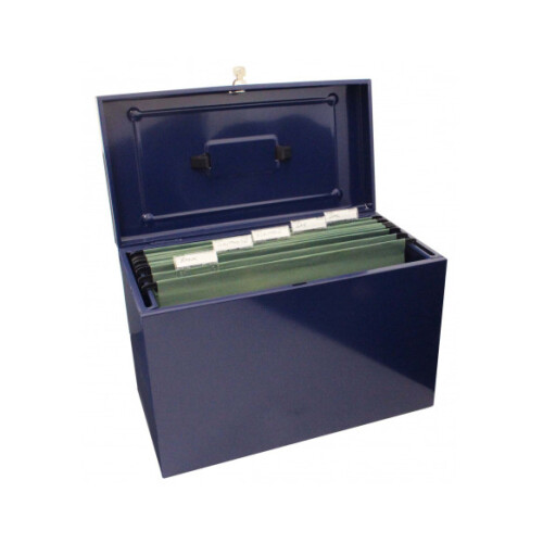 Cathedral Foolscap Metal File & Document Storage Box, Blue HOBL 2