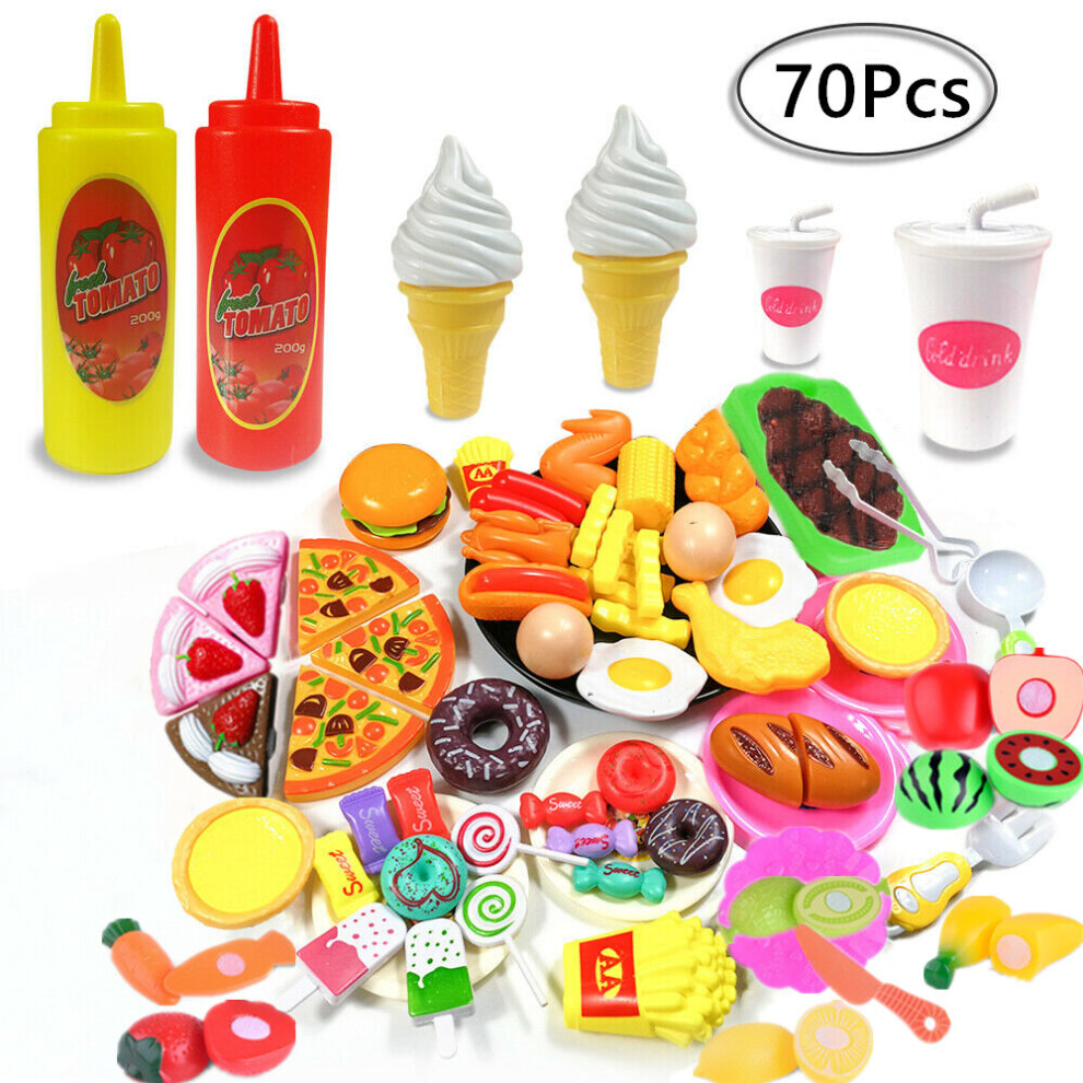 70pcs Kids Toy Pretend Role Play Kitchen Pizza Food Cutting Sets Children Gift